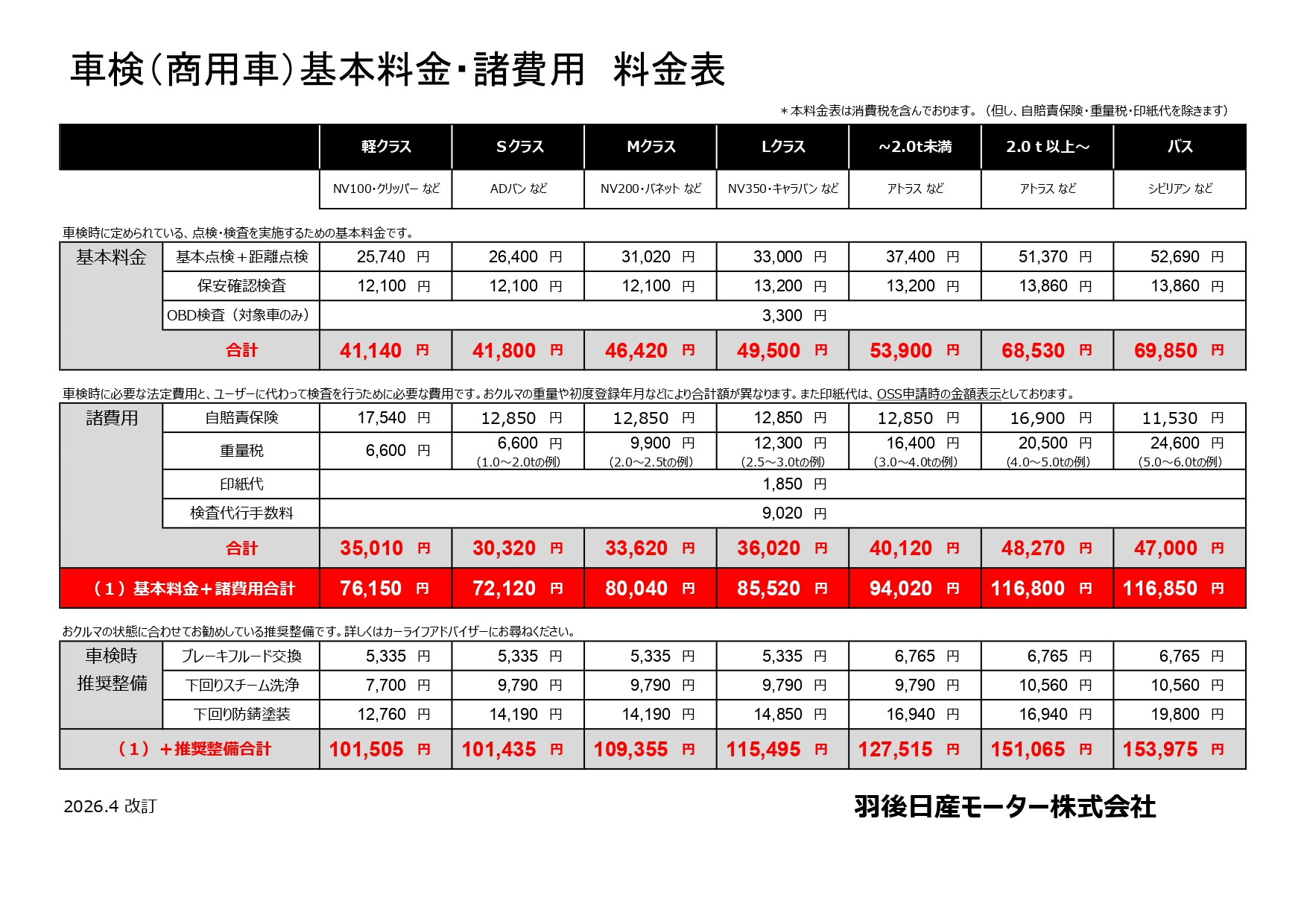 商用料金表