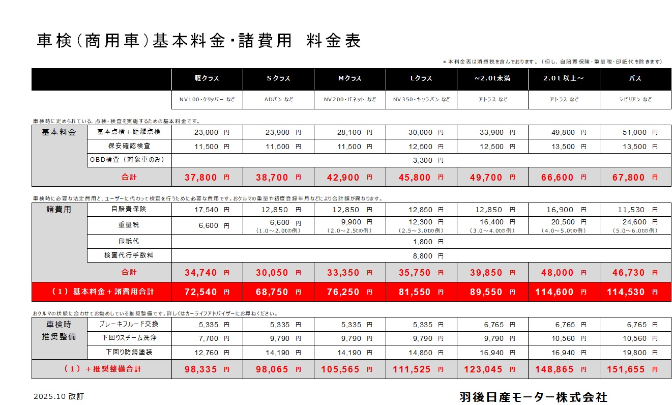 商用料金表